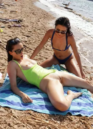 masterpiece, 2men fuck milf on beach, double penetration, small breasts, slender figurine, long black hair, wire-rimmed glasses, faded one-piece swimsuit, frayed straps, sun-bleached fabric, lustful expression, direct camera stare, all persons fully visible, vaginal penetration, doggy position, intense thrusting, cum dripping, swimsuit pulled aside, sand clinging to skin, beach setting, crowded with visitors, colorful umbrellas, scattered towels, crashing waves, seagulls overhead, straw beach bags, driftwood debris, morning sunlight, warm golden glow, gentle sea breeze, candid voyeuristic photo, paparazzi spy photo, GND, slightly blurred, unusual angle, natural poses, candid expressions, Stable-Yogis-Makeup-Enhancer-XL, green, blue, brown, perfecteyes, <lora:PerfectEyesXL:.9>, <lora:Her_Eyes:.8>