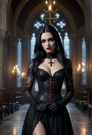 La elegancia oscura: un vampiro gótico bailando en un castillo medieval de 8k - puntuación 9 en el género bce 3m0 punk g1rl