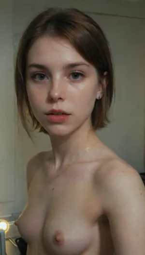 (light flash:2), (pale yellowish skin tone), (desaturated skin color), (real amateur party), (candid surprise Photo), (amateur photo), (off-guard Photo), (unedited raw Photo), (improvised pose), (back view), (side view), (close up), (taken from a Samsung Galaxy), Naked girl, little breast, shaved pussy, ALL body, hole pussy, vulva, opened pussy, spraed legal, (at night), (dark shed), (lights off), (Polaroid flash camera), (cool indoor lighting), (Direct flash photography), (Overexposed flash:2), (strong Shawdons), (Sharp Shawdons), (low contrast:2), (Noise in dark areas), (Shiny reflections on surfaces), (Sharp background), (Background in focus), (No background blur), (Clear background details), (Fluorescent lighting tint), (Cool white balance:1.3), (cyan-tinted shadows), (Artificial lighting with cyan hue), Scene-Queen, girl, Emo, short redhead pixie Hairstyle, Optional, Myspace, picture, badquality, olddigitalcamera, leak, film, grain, jpeg, artifacts, res, quality, 90s, style, 80s, Analogic, 1990s, concept, art, realistic, dark, theme, low, light, igbaddie, photo, portrait, raw, lighting, overexposed, harsh, flash, <lora:badquality_v02:.4>, <lora:Old_Digital_Camera:.9>, <lora:Portraits_and_beuty (1):.8>, <lora:Concept Art DarkSide Style LoRA_SeaArt Furry XL 1.0:.1>, <lora:igbaddie-XL:.8>