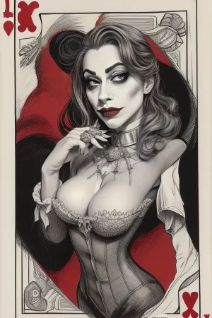 A historical playing card depicting a flirtatious woman as the Joker. Ink drawing. #©KITTYART

























#©KITTYART