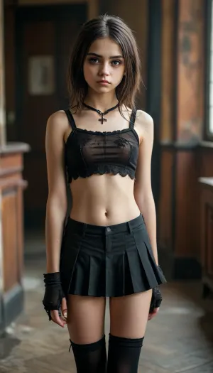 The tiny goth girl: a snapshot of youthful allure in a full body photo