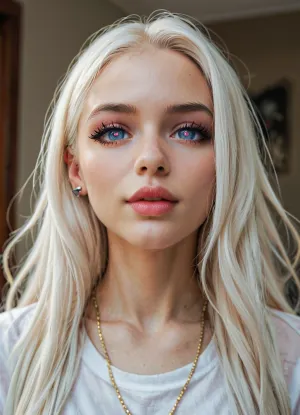 cute emo girl, 22yo, very long white hair, (straight hair:1.5), cute pretty face, (((heart shaped pupils))), russian, petite, flirty, in love, ((hearts)), room in 80's style, heart-shaped, pupils, <lora:RMSDXL_Photo:.8>, <lora:heart-shaped_pupils_xl_v1:1.5>