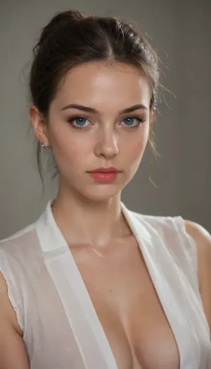 imagen hiperrealista de una mujer joven, ((que se vea todo el cuerpo)), hermosa figura, cintura delicada, piernas flacas, cola pequeña y redonda, pechos medianos duros
con cabello marrón claro con reflejos cobrizos y anaranjados. Su melena es ligeramente ondulada y cae de manera natural sobre sus hombros, con mechones sueltos que aportan un toque desenfadado y playero. Sus ojos son de un verde vibrante, expresivos y luminosos, reflejando la luz de manera realista., (Mandibula inferior prominente, chupando un pene), Su piel es ligeramente bronceada, con un brillo natural y sutiles pecas sobre sus mejillas y nariz. Su expresión es relajada y amigable, con una leve sonrisa en los labios. Tiene cejas bien definidas, gruesas pero armoniosas, enmarcando su mirada. Sus labios son carnosos y de un tono rosado natural., ((Se encuentra caminando desnuda en la playa junto a un hombre desnudo)), El escenario es una playa tropical, con arena clara y fina, agua cristalina de tonos turquesa y vegetación frondosa en el fondo.

1 hombre desnudo caminando