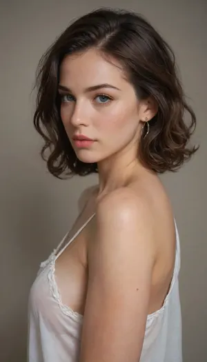 imagen hiperrealista de una mujer joven, ((que se vea todo el cuerpo)), hermosa figura, cintura delicada, piernas flacas, cola pequeña y redonda, pechos medianos duros
con cabello marrón claro con reflejos cobrizos y anaranjados. Su melena es ligeramente ondulada y cae de manera natural sobre sus hombros, con mechones sueltos que aportan un toque desenfadado y playero. Sus ojos son de un verde vibrante, expresivos y luminosos, reflejando la luz de manera realista.

Mandibula inferior prominente.

Su piel es ligeramente bronceada, con un brillo natural y sutiles pecas sobre sus mejillas y nariz. Su expresión es relajada y amigable, con una leve sonrisa en los labios. Tiene cejas bien definidas, gruesas pero armoniosas, enmarcando su mirada. Sus labios son carnosos y de un tono rosado natural., ((Se encuentra caminando desnuda en la playa junto a un hombre desnudo)), El escenario es una playa tropical, con arena clara y fina, agua cristalina de tonos turquesa y vegetación frondosa en el fondo.

1 hombre desnudo caminando