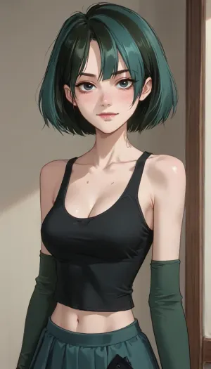 score_9, score_8_up, score_7_up, score_6_up, smirk, horny expression, ((Gwen From Total Drama:1.4)), (black long sleeve tank top, and mini-skirt), big cleavage, style anime, inspired illustration, ratatatat74, Spec, Style, <lora:ratatatat74-000050:.6>, <lora:outline_xl_kohaku_delta_spv5x:1.4>, <lora:cartoon_stickers_xl_v1:.5>, <lora:NEOTOKIOXL_0.2_RC:.4>, <lora:Spec_Style_XL_1_0:1.8>