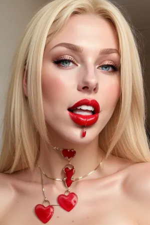 beautiful girl 19 years old with blonde hair, 19 years olg, face beauty and cute, orgasm face, ballgag, gagged, gag, saliva drooling, red vivid lipstick, red lips, <lora:Ballgag:.1>