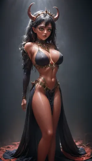 Asuka Langley, (black transformer body:2), (devil vampire skin:2), (dancer outfit), big breasts, score_9_up, score_8_up, score_7_up