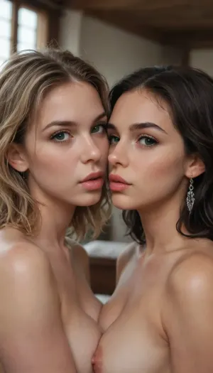 2 girls, grabiing ass, green eyes, on a Cruz ship, looking at viewer, kissing each other, kissing on the lips, black, sclera, eyes, <lora:black sclera:.8>