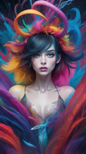 a portrait, masterpiece, ultra-detailed, abstract style cute, smoke, in the sky, colorful and vibrant, mystical colors, contemporary, impressionism, iridescent perspective view, worm's-eye view, sweeping circling composition, large beautiful crystal eyes, big irises, a slender pretty adult woman with a very pretty coquettish face, non-representational, colors and shapes, expression of feelings, imaginative, panorama, #©KITTYART





































#©KITTYART