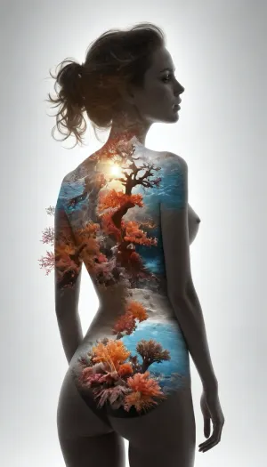 crisp white background, (2D female silhouette:1.7), (Double exposure photo:1.7), nude female silhouette on pure desert background, (sexy pose, ass back), colorful coral reef inside female contour, white background, modern graphic design, dvr-wwyt, double, exposure, <lora:dvr-wwyt:2>, <lora:SDXL_double_exposure_Sa_May_V8:2>