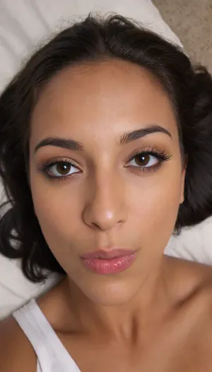brown skinned Indian woman looking at viewer, (hooked nose:1.2), plucked eyebrows, dark skinned brown lips