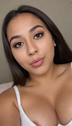 brown skinned Indian woman looking at viewer, (extremely hooked nose), curved nose, plucked eyebrows, dark skinned brown lips, dimples