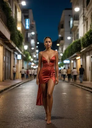 at night on the streets of Rio
