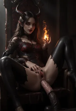 (Hyperrealistic:1), (Realism:1), ((Sexy horrible devil demon monster queen)), ((have reverse cowgirlsex)), whit, (((nacked men with horse cock))), (nacked men whit veiny horse cock:1.2), face visible, on a black throne, dim light, pointed demon ears, fire, (intricate black demon outfit:1.5), horns, devil tail, teeths, slender body, skinny figure, grey skin, bright red realistc eyes, (vampire fangs:1.4), detailed face, demon claws hands, realistic clitoris, realistic labia, anus, hooves, seductive smile, maximal details, 8k, uhd, masterpiece, perfect shadows, perfect lighting, wlop, DarkFantasy, Darkness, drkfntasy, ((view from side:1.2)), anal reverse cowgirlsex, dynamic sex, grabs her tits, grabs her, fingering her pussy, focus on pussy, cum explosion, 4ng3l, face, gape, <lora:darkfantasystyle:.8>, <lora:[XL]dark_fantasy_creature:1.5>, <lora:dark:.5>, <lora:detailed_notrigger:1.2>, <lora:SDXL_BetterFaces-LoRA_v1:1.2>