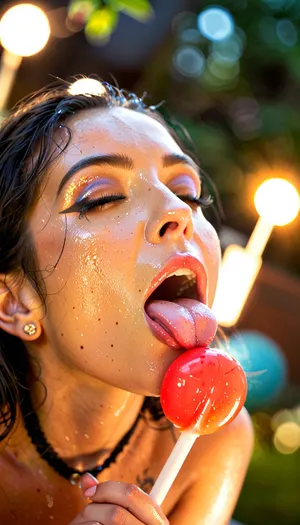 Erotic photography, filmic, 2girls, 24 years old, perfect finger, cinematic, (well-lit scene), magical, great angle, fantasy, (DSLR photo), tanned, make-up, slutty, glossy lips, (face to face), extreme close-up face, open mouth, tongue out, salvia, blushing, closed eyes, holding lollipop, (licking lollipop), crazy angle, (bokeh:1.4), cozy light, sunlight, sunbeam, lens flare, sidelighting, light ra, ethereal fantasy photography, grim, handslora, glitt3r, kawaii, makeup, <lora:MJ52:2>, <lora:LCMTurboMix_Euler_A_fix:2>, <lora:590198_training_data:2>, <lora:glitt3r:2>, <lora:KawaiiMakeupXLv2:.8>