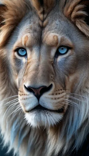 5000000010.41, a close up of a cat with, trending on reddit, digital art, with the mane of a lion, blue toned, wallpaper, black lion with luxurious mane, with a white, blue colored, lions, profile picture, mobile wallpaper, blue and grey, head of a lion