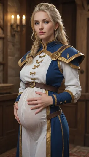 Jaina Proudmoore from warcraft with outfit, dressed, pregnant