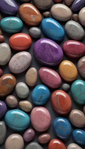 5000000010.209, art stones with abstract patterns. soft and rounded forms, craftsmanship, fluid color combinations, the shine of wet stones, photo-realistic renderings, cinema4D, focus stacking, perfect wallpaper for phone