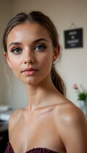 Close-up girl, 1 girl solo, (face, eyes), (young petite tiny cutie girl:1.9), ((in office)), ((very straight long hair)), detailed face, (high contrast:1.3), (natural skin texture, hyper-realism, soft light, sharp), (freckles:.2), Canon EOS 5D Mark III, bokeh, ((tight mini micro dress)), ((erect nipples)), (((big long voluminous eyelashes))), (((makeup))), ((blush for cheeks)), ((shock)), (stands over the leaning forward), (butt arched), (((no panties))), (turns back over his shoulder and looks at the viewer), ((oiled skin)), side view, part of the chest is visible, reij-snrs, light, and, shadow, by, N3ry, <lora:sunriseSDXL-000009:2>, <lora:sdxl_photorealistic_slider_v1-0:2>, <lora:Marina_N3ry_XL:1.2>, <lora:681678_training_data:2>, <lora:il_one:1>