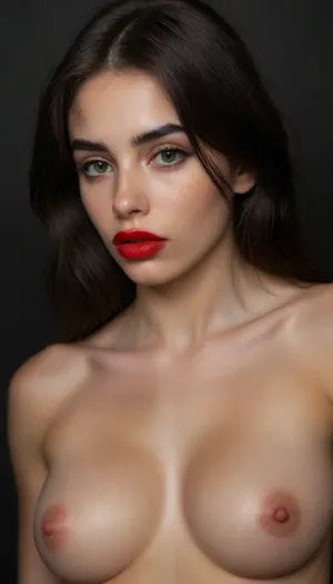 ziprealism, (30yo, intimate sensual esthetic, artistic study of feminine allure), (Cuban woman, seductive sensual expression, sensual eye contact, bashful pose, chin down:1.2), (f/2.8, shallow depth of field), (loose full shot, view from side, lips focus:1.6), (long glossy black hair, straightened hair, hair obscuring face, dark full eyebrows:1.4), (full lips, soft pillowed lips, moist lips, vibrant red lipstick, natural skin texture, flawless skin:1.4), (cozy bedroom), (large teardrop breasts, soft breasts, pale nipples:1.2), (athletic body, slender, slim waist, thick ass:1.4), igbaddie, <lora:style_lora_realis:.4>, <lora:igbaddie-XL:.4>, (chiaroscuro, black backdrop, rim lighting:1.8), <lora:zavy-cntrst-sdxl:1.8>
