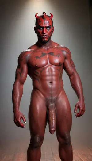 cinematic film still of, dark, ginger, demon, (Darth_Maul:2), from star wars, solo, 18yo man, (muscular body:2), (((Darth_Maul body skin:2))), full body is visible, (((dark, ginger, red skin))), full body view, (((nude))), (((bottomless))), (((topless))), ((((gigantic penis is visible)))), dark penis, (((large penis:1.8), large testicles:1.2)), angry, fire, best quality, masterpiece, bald, ((wide eyed:1.2)), ((64k, HDR, UHD, bright yellow eyes)), ((red eye white)), ((red eyeballs)), ((glossy eyes:1.5)), (((yellow head spikes))), fit, [abs], standing, showing huge penis, black male long foots visible, ((((dark, ginger, red skin)))), (((bodyart Dart_Maul style:2))), (((barefoot is visible))), looking at viewer, approaching perfection, dynamic pose, full figured, (highly detailed, artstation, concept art), sharp focus.

RAW photo, light rays, melting skin, sacred geometry, surreal futurism, mysticism, a lot of hair, a whirlpool of the finest transparent beautiful smoke, hyper-detailed face, professional photo, realistic, high resolution.

On black Background, (heavy mist:2), dark gritty aesthetics, futuristic elements, sense of oppressive atmosphere, rich, Deep shadows, somber, obscure, Wide angle, enhanced details, Cool bright fluorescent light inside the shooting range, dim warm colorful light outside the shooting range. Strong side neon red and blue light. Ambient UV light.

Photo of the most beautiful artwork in the world, professional majestic photography, artstation, concept art, amazing quality, ultra detailed, Super realism, cinematic, clear image.

64K, HDR, UHD, film_grain, score_9, score_8_up, score_7_up, score_6_up, score_5_up, score_4_up, Ultra-high resolution, Super high resolution, Professional quality, Hyper-detailed, Photorealistic, Photography realistic, Hyperrealistic, Golden ratio.

Leica M10, dslr, Wide-Angle Lens 35mm, (side view:.8), (full body view), (masterpiece:1.9), (hyperdetailed, highest detailed:1), high resolution textures, spaciousness, faint accent lights, 16k, extreme perspective, wide angle action scene, foreshortening, dutch angle, Studio lighting, interesting angle, (((full length photo:1.9))), eye catching composition, (((zoom out:2))), (((depth of field:.25))), (((forced perspective:1.5))), (sharp focus), absurdres, newest, very aesthetic, (erect-futa:1.2), (Trfut:1.2), (flac-penis:1.2), (penis:1.2), <lora:Rey:1.2>, <lora:xpenis-1.5e:2>, Trfut, flac-futa, flac-penis, photo, artwork, <lora:SDXLlora4flFut-000014:.8>