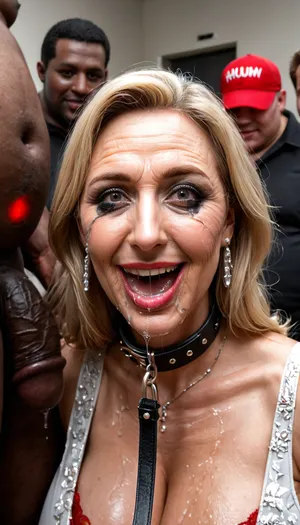 (realistic style), (cuckold scene:1.7), masterpiece, highest quality, ultra detailed, extreme high quality, 8k, uhd, RAW file, high quality textures, viewer is watching full scene, 1female, bdsm, collar, leash, (deutsche milf:1.3), blonde, 1male, male smiling, (spontaneous face expressions), (husband near watching:1.4), (humiliated husband), (dominant black male with hetero couple:1.3), naughty, slut, ruined makeup, tears, sagging tits, spit, thick saliva bubbles, (threads of saliva hanging from the mouth:1.1), grabbing, (looking to cam:1.2), elegant, (fat black man:1.4), (highly detailed eyes), open mouth, detailed beautiful cock, ass, tits, pussy, mature wife, embarrassed, shy, (sexy lingerie:1.4), (admiring cock), (anal sex:1.9), deepthroat, forced blowjob, cum, facial, realistic wet pussy, realistic lubricated arsehole, (realistic cum texture:1.2), (realistic spit texture), (1 hung african dominant male standing with erected cock:1.2), in a living room, soft shadows, low contrast, soft light, photo, portrait, detailxl, expression, bukkake, <lora:Expressions XL:.5>, <lora:MS_Real_XL_Bukkake:.4>, <lora:580159_training_data:.5>