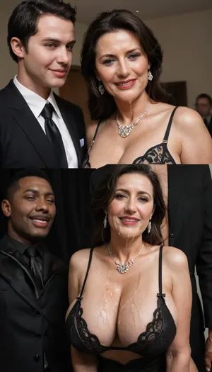 (realistic style), (cuckold scene:1.7), masterpiece, highest quality, ultra detailed, extreme high quality, 8k, uhd, RAW file, high quality textures, viewer is watching full scene, 1female, (american milf:1.3), 1male, male smiling, spontaneous face expressions, (elegant husband near watching), (humiliated husband), (dominant black male with hetero couple:1.3), naughty, slut, ruined makeup, tears, sagging tits, spit, thick saliva bubbles, (threads of saliva hanging from the mouth:1.1), grabbing, (looking to cam:1.2), elegant, (fat black man:1.4), (highly detailed eyes), open mouth, detailed beautiful cock, ass, tits, pussy, mature wife, embarrassed, shy, (sexy lingerie:1.4), (admiring cock), (anal sex:1.9), realistic wet pussy, realistic lubricated arsehole, deepthroat, forced blowjob, cum, facial, (realistic cum texture:1.2), (realistic spit texture), (1 hung african dominant male standing with erected cock:1.1), in a living room, soft shadows, low contrast, soft light, photo, portrait, detailxl, expression, bukkake, <lora:Expressions XL:.5>, <lora:MS_Real_XL_Bukkake:.4>, <lora:580159_training_data:.5>