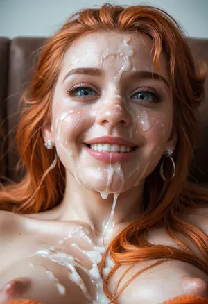 28 year old woman lying back on a comfy sofa, (ultra low angle view from below breasts looking up at her face pov), her head is tilted forward to look at viewer, (older woman:1.4), close face and body shot of her excessive bukkake, eyes half open, (realistic skin with pores), happy screaming orgasm smile on face, hd Pastel grey eyes with detailed cornea and hd iris, (long oily hair), (head tilted to side), (shy and looking directly viewer), cumshots, facial portrait picture of her from 6ft distance away, face in cum facial, with natural minimal makeup, (a lot of thick runny Cum on her face, cum on her eyelashes, Cum dripping off puffy erect nipples, Cum on her eyelid, Cum on her cheek skin, her face wet with cum and dripping with thick runny Cum, Cum on her lips. cum on her hair, cum dripping from face between her breasts), (wide_set very pointy small flat breasts), (large puffy thick conical cold pokie areola), (huge thick puffy erect long pointy cold nipples), woman, cum, on, face, ((ginger haired elsa, age 28)), facialized, superfacialized, <lora:JustCum:1.3>, <lora:facialized:1.3>