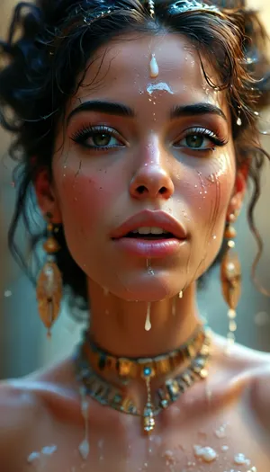 Close up of a 30 year old egyptian queen with cum all over her face. Lots of cum. Orgasm face, excited, Elegant eqyptian, woman, cum, on, face, <lora:BUT_SDXL_SHS:1.8>, <lora:MJ52:1.2>, <lora:Vivid Midjourney mimic - XL SDXL v2.0:1.2>, <lora:JustCum:2>
