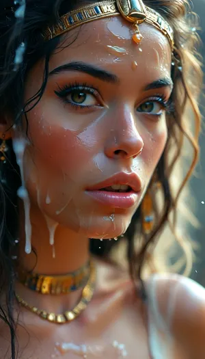 Close up of a 30 year old egyptian queen with cum all over her face. Lots of cum. Orgasm face, excited, Elegant eqyptian, woman, cum, on, face, <lora:BUT_SDXL_SHS:1.8>, <lora:MJ52:1.2>, <lora:Vivid Midjourney mimic - XL SDXL v2.0:1.2>, <lora:JustCum:2>