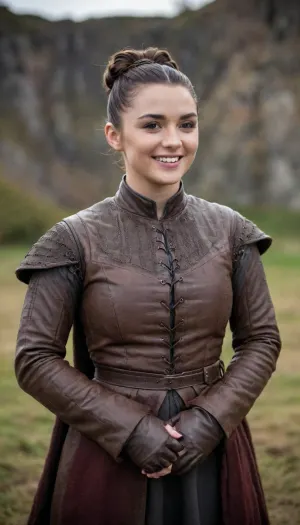 Long, Labia, Meaty, pussy, ar1ast4rk, woman, her, hair, is, brown, and, slicked, back, she, wearing, season8, outfit, with, coat, medium, length, a, dark, assassin, dress, styled, in, double, bun, braavosi, attire, leather, armor, smiling, standing, arms, behind, make-up, <lora:nsfw-xl-2.0:2>, <lora:260797_training_data:2>, <lora:ar1ast4rk woman sdxl:2>