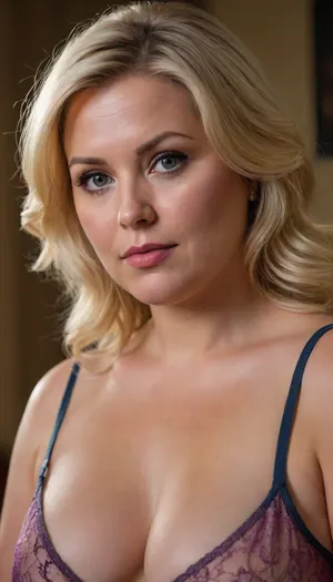 Chubby blonde, MILF 40 years old.
Lower angle.
Very close.
Shaved pussy.