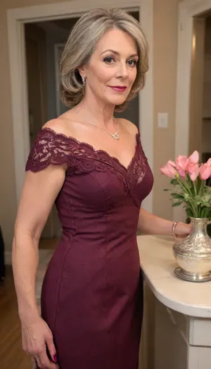 Stunning beauty, fully clothed, (mature:2.3), (housewife:2.3), (age-proper wrinkles:1.3), (breasts:1.4), (solid peach lipstick), (solid pink nails), white teeth, perfect denture, jewels, (untied long dark brown straight hair:1.2), (black lace stockings:1.3), stiletto heels, big cleavage, (elegant birgundy vintage lace dress with lace shoulders, hoopdress:1.4), epic, gorgeous, spreading, (saggy:1.3), (night:1.5), raytrace, reflective lights, light reflections, masterpiece, best quality, cinematic scene, cinematic lighting, sharp focus, best shadow, 8K, UHD, extremely sharp, extremely detailed, extremely intricate detail, high res, ultra-high-definition, highly detailed, ultra-sharp textures, finely detailed, perfect skin texture, hyperrealistic lighting, professional photography, full dynamic range, deep contrast, high clarity, realistic depth of field, HDR, perfect exposure, smooth gradients, natural reflections, ultra-fine details, realistic skin pores, individual hair strands, soft shadows, color-graded, perfect face, High detailed photo, high quality photo, dim light, contrast, sharp background, fine detailed background, full body, full length shot, score_9, score_8_up, score_8, score_7_up, score_7, score_6_up, detailxl, <lora:681678_training_data:.9>, <lora:add-detail-xl:.9>, hoopdress, <lora:bab4d033-acad-4a4e-b6fa-5dda2bad3471.TA_trained:.8>
