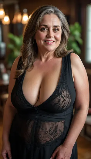 (mature:1.4), beautiful 60 year old woman, wearing a black sleeveless dress, erect nipples, (obese:1.5), drooping, saggy, (smile:1.3), (full body shot), (detailed skin:1.8), (brunette straight hair with gray highlights:1.3), (big eyes:1.3), (detailed eyes), (chubby face:1.3), plump pubis, <lora:MJ52:.4>, <lora:add-detail-xl:.5>