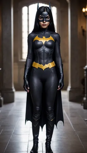 Cassandra Cain, Asian, Batgirl, full mask, full body view, long black hair.