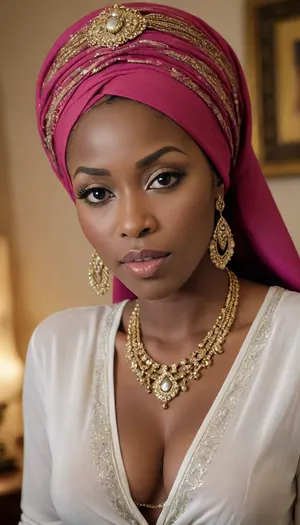 A African queen in her house luxury, best face, very horny body, big size ass, big boob, luxury, jewelry, queen, hot, hazel ayes, jewelry hijab