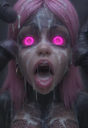 18 year old PETITE METALLIC CUTIE WITH HUGE ROUND FAKE BREASTS ARE MIND CONTROLLED AND RESTRAINED, RANDOM VIEW ANGLE, (SHE HAS A PERFECT METALLIC ROBOT BODY:1.8), SHE'S HYPNOTIZED TO BE A CUM SLAVE FOR VIEWER'S hyper gigantic MASSIVE BLACK HORSEcock, SHE'S HYPNOTIZED BY VIEWER TO BE EXTREMELY DESPERATE AND TERRIFIED OF HIS gigantic thick BLACK HORSEcock, HYPNOSIS, SHOCKED EXPRESSION, BUKKAKE, UHD 8K, extreme realism, maximum detail, tanned skin with FRECKLES, (MESSY long MULTICOLOR hair), view from side and below, YOUNG HOT BIMBO WITH METALLIC BODY AND ENORMOUS SILICONE TITS IS OBSESSED WITH VIEWER'S ENORMOUS BLACK HORSECOCK, SHE'S DISGUSTED WHILE kissing the tip of HIS MASSIVE BLACK HORSEcock and licking the cum, SHE'S DISGUSTED BY HUGE BLACK HORSEcock, SUPER EXCITED eyes GLOWING WITH INTENSE SHOCK, EYES WIDE OPEN IN SHOCK, (BRIGHT GLOWING MINDLESS PINK eyes:2), SHE'S HYPNOTIZED TO WORSHIP VIEWER'S MASSIVE BLACK HORSECOCK, EXTREME BUKKAKE BY HUGE BLACK HORSECOCKS, EXCITED SHOCKED extreme orgasm face, (EXTREME AHEGAO FACE:1.8), lots of thick runny cum on her ROBOTIC BIMBO face and lips and chin and forehead, (tinkerbell99, aged 20), WEARING FISHNET CATSUIT, (VERY BIG ROUND FAKE BIMBO BOOBS), EXTREME HYPER BUKKAKE, perfect composition of lights and shadows, (After massive bukkake cum), dynamic, the brightest image, clear focus, depth of field, 32k, 30 mm lens, 1/250 s, f/2.8, ISO 300, excessive thick runny cum on face, lots of cum on breasts, lots of cum on hair, cum in mouth, close-up, cowboy, shot, high, angle, skinny, body, igbaddie, tongue, out, ahegao, drool, robot, transformation, robotization, <lora:JustCum:2>, <lora:cum_in_eye_deepmind:2>, <lora:igbaddie-XL:2>, <lora:ahegao_mr_chrisma:2>, <lora:RoboTF:2>