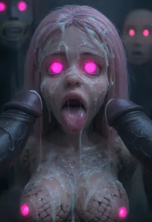 18 year old PETITE METALLIC CUTIE WITH HUGE ROUND FAKE BREASTS ARE MIND CONTROLLED AND RESTRAINED, RANDOM VIEW ANGLE, (SHE HAS A PERFECT METALLIC ROBOT BODY:1.8), SHE'S HYPNOTIZED TO BE A CUM SLAVE FOR VIEWER'S hyper gigantic MASSIVE BLACK HORSEcock, SHE'S HYPNOTIZED BY VIEWER TO BE EXTREMELY DESPERATE AND TERRIFIED OF HIS gigantic thick BLACK HORSEcock, HYPNOSIS, SHOCKED EXPRESSION, BUKKAKE, UHD 8K, extreme realism, maximum detail, tanned skin with FRECKLES, (MESSY long MULTICOLOR hair), view from side and below, YOUNG HOT BIMBO WITH METALLIC BODY AND ENORMOUS SILICONE TITS IS OBSESSED WITH VIEWER'S ENORMOUS BLACK HORSECOCK, SHE'S DISGUSTED WHILE kissing the tip of HIS MASSIVE BLACK HORSEcock and licking the cum, SHE'S DISGUSTED BY HUGE BLACK HORSEcock, SUPER EXCITED eyes GLOWING WITH INTENSE SHOCK, EYES WIDE OPEN IN SHOCK, (BRIGHT GLOWING MINDLESS PINK eyes:2), SHE'S HYPNOTIZED TO WORSHIP VIEWER'S MASSIVE BLACK HORSECOCK, EXTREME BUKKAKE BY HUGE BLACK HORSECOCKS, EXCITED SHOCKED extreme orgasm face, (EXTREME AHEGAO FACE:1.8), lots of thick runny cum on her ROBOTIC BIMBO face and lips and chin and forehead, (tinkerbell99, aged 20), WEARING FISHNET CATSUIT, (VERY BIG ROUND FAKE BIMBO BOOBS), EXTREME HYPER BUKKAKE, perfect composition of lights and shadows, (After massive bukkake cum), dynamic, the brightest image, clear focus, depth of field, 32k, 30 mm lens, 1/250 s, f/2.8, ISO 300, excessive thick runny cum on face, lots of cum on breasts, lots of cum on hair, cum in mouth, close-up, cowboy, shot, high, angle, skinny, body, igbaddie, tongue, out, ahegao, drool, robot, transformation, robotization, <lora:JustCum:2>, <lora:cum_in_eye_deepmind:2>, <lora:igbaddie-XL:2>, <lora:ahegao_mr_chrisma:2>, <lora:RoboTF:2>