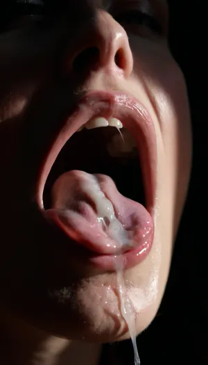 extreme close-up on a mouth with excessive cum running out, 8k, photorealistic, soft lighting, cinematic dark lighting, an interplay of light and shadow, artsy, work of art, price winning, <lora:dark:.8>