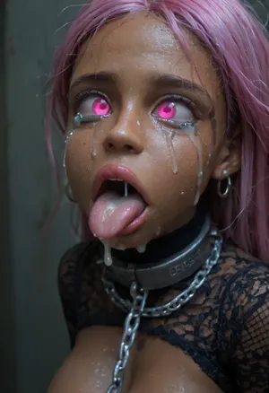 18 year old PETITE EBONY BIMBO CUTIE WITH HUGE ROUND FAKE BREASTS IS MIND CONTROLLED IN A DARK ALLEY, BROWN SKIN BIMBO IS HYPNOTIZED TO BE A CUM SLAVE FOR VIEWER'S hyper gigantic MASSIVE BLACK HORSEcock, SHE'S HYPNOTIZED BY VIEWER TO BE EXTREMELY DESPERATE AND TERRIFIED OF HIS gigantic thick BLACK HORSEcock, UHD 8K, extreme realism, maximum detail, PERFECT WET BROWN SKIN, RANDOM VIEW ANGLE, RANDOM POSE, HYPNOSIS, BDSM, SHOCKED EXPRESSION, (INTENSE SAD CRYING:1.9), BUKKAKE, (MESSY long MULTICOLOR hair, RANDOM HAIR STYLE), YOUNG EBONY HOTTIE BIMBO WITH ENORMOUS SILICONE TITS IS OBSESSED WITH VIEWER'S ENORMOUS BLACK HORSECOCK, she is DISGUSTED WHILE kissing the tip of HIS MASSIVE BLACK HORSEcock and licking the cum, SHE'S DISGUSTED BY HUGE BLACK HORSEcock, SUPER EXCITED eyes GLOWING WITH INTENSE SHOCK, EYES WIDE OPEN IN SHOCK, (BRIGHT GLOWING MINDLESS PINK eyes:2), she is HYPNOTIZED TO WORSHIP VIEWER'S MASSIVE BLACK HORSECOCK, EXTREME BUKKAKE BY HUGE BLACK HORSECOCKS, EXCITED SHOCKED extreme orgasm face, (EXTREME AHEGAO FACE:1.8), lots of thick runny cum on her EBONY BIMBO face and lips and chin and forehead, (tinkerbell99, aged 20), SUPER FIT BLACK BIMBO BODY, WEARING FISHNET CATSUIT, (SHE'S WEARING A SLAVE COLLAR RESTRAINED BY CHAINS:1.3), (VERY BIG ROUND FAKE BIMBO BOOBS), EXTREME HYPER BUKKAKE, perfect composition of lights and shadows, (After massive bukkake cum), dynamic, the brightest image, clear focus, depth of field, 32k, 30 mm lens, 1/250 s, f/2.8, ISO 300, excessive thick runny cum on face, lots of cum on breasts, lots of cum on hair, cum in mouth, close-up, cowboy, shot, high, angle, skinny, body, igbaddie, tongue, out, ahegao, drool, melanin, <lora:JustCum:2>, <lora:cum_in_eye_deepmind:2>, <lora:igbaddie-XL:2>, <lora:ahegao_mr_chrisma:2>, <lora:melanin-XL:2>