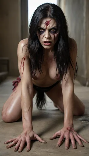 5000000010.229, zombie with long black hair crawling on the ground, iron maiden, hyper-realistic airbrush, coming from the underworld!!!!!!, mummy, dark, cryptocurrency, scary, crawling demon, terrifying, professional avatar picture