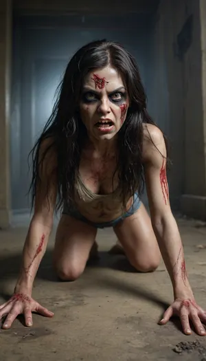 5000000010.229, zombie with long black hair crawling on the ground, iron maiden, hyper-realistic airbrush, coming from the underworld!!!!!!, mummy, dark, cryptocurrency, scary, crawling demon, terrifying, professional avatar picture
