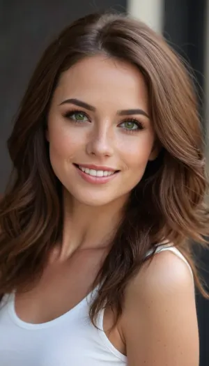 Professional photo, ((full body in view:1.5)), . smiling, tranquil urban environment daytime., (pretty), 35 yo, (short and petite:1.5), slender short woman wearing skintight, (trendy clothing:1.25), ., (Makeup:1.25), (Flirty pose and facial expression:1.3), extremely high resolution, extremely detailed, hyper ultra hd, 8k, (youthful face:1.4), (detailed skinpores:1.3), ((very long darkbrown brown hair:1.5)), ((hairlength:1.1)), freckles, (green eyes), . happy look, detailed and realistic skin texture. vintage, 4K HD, cinematic lighting, high contrast, realistic shadows, (photorealistic), ((hyperrealistic:1.25)), bokeh, detailxl, Stable-Yogis-Makeup-Enhancer-XL, <lora:Creat0r_MagicDetailzV2_FIX:2>, <lora:detailer-xl:2>, <lora:Picture_enhancer:1>