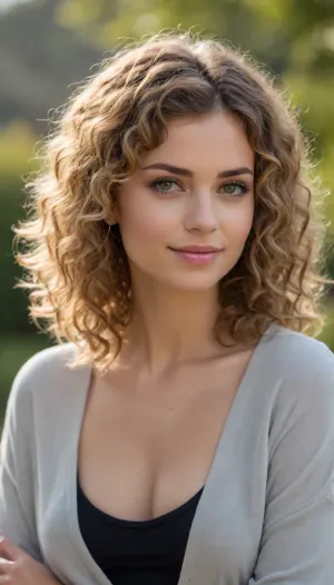 (Extremely insanely highest quality and resolution:1.5), (full body in frame:1.6), (Professional modelling photo:1.3), of, ((astonishing endearing:1.5)), ((pretty girl next door relaxing:1.5)), (extremely detailed face and eyes:1.3), light makeup, (35 years-old), Dutch, (suntouched curly wavy hair:1.5), (cute:1.33), (slim:1.33), (french haircut:1.5), (very messy haircut:1.5), (extremely detailed hair:1.33), (very beautiful extremely detailed stylish feminine chic designer clothing:1.5), (accessories:1.25), (happy look), (extremely detailed detailed outdoor:1.3), (extremely high resolution:1.3), (perfect focus:1.33), (perfect contrast:1.3), (perfect composition:1.3), (extremely detailed lighting and shadows:1.3), (insanely, (sharp details)), gigapixel, (hyperrealism:1.3), photorealistic, (masterpiece:1.2), (8k:1.3), (extremely high detailed:1.3), (photorealistic:1.5), ((extremely high quality)), (intricate details), highly realistic, detailed skin, artistically color tones, ((bokeh)), (smooth shadows)