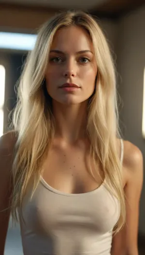 Torso in view, (dynamic pose), 35 yo alluring woman, girl-next-door, (long light blonde straight hair), (straight hair:1.1), casual clothing, highly detailed, dynamic background, ac_neg1, <lora:MJ52:.8>
