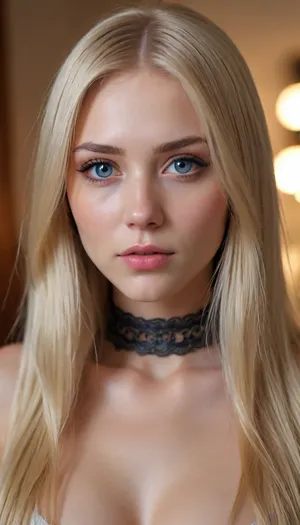 (extremely hot and sexy:1.7), 25yo woman., (whole naked body in shot), toned and average-height, fair skin and blue eyes, and, ((very long:1.5), blonde hair:1.5), (in a face-framing haircut:1.5), . wearing a slave collar, style is boho., <lora:detailed_notrigger:1.5>