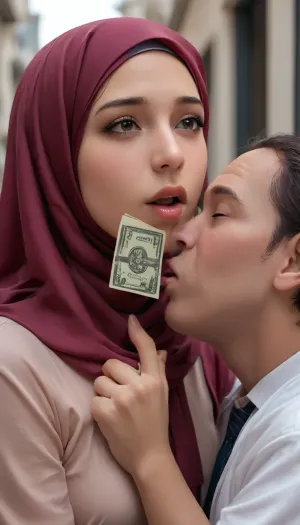 girl sucks dick, (girl sucks dick), (Young Arab girl sucks dick takes money on the street), (takes money from a very old guy), (sucks his dick), (holds money in her hands), (in hijab), ((very old Arab man)), ((girl sucks dick))