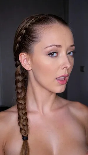 hot Czech MILF, pornstar Lucie Wilde, hair braided tightly, raw, lighting, overexposed, harsh, flash, <lora:Rawfully Stylish v0.2_epoch_20:.6>, luciewilde, <lora:luciewilde-XL-000004:.8>