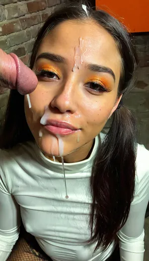 Beautiful young 18 year old girl. Black hair. Pigtails. Petite. Top model face, freckles, brown watering eyes. Heavy eyeliner. Heavy orange eyeshadow. BREAK
Dark mascara trails down her cheeks, smeared makeup, crying. Fully clothed in skintight, white long sleeved party dress with a high neckline, shiny seamless pantyhose, platform heels. Cum drips down her body. Her face is smothered with an excessive amount of thick, viscous cum, (cum on face:1.7), . Cum on her forehead, her cheeks and in her hair, (cum in hair:1.5), ., ((Deepthroat)), a man's hand grasps the girl's head, she has 3/4 of his enormous thick cock in her mouth, . Dark basement of a derelict building, graffiti, crumbling concrete walls, exposed rebar, rusty pipes. Barely illuminated, flickering fluorescent lights. Look, at, my, prompts. Flat, chested.