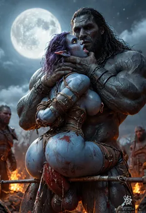 ((female drow elf barbarian, (dark night blue skin:1.82), tall, angry, busty, curvy, thin waist, big boobs, big butt, slim, fit, vitiligo, strong, fur pelt armor, dungeons and dragons, purplish blue skin, black and purple hair)), Dark, Elf, Warrior, Drow, tattooed, scarred, purple eyes, blue skin, amazon, giant, fur barbarian armor, bloody, blood spatter, bear, bear heart, (in a bloody filed after a battle, white full moon in the sky:1.4), (large heavy nipple rings:1.5), (leg spreader bar:1.2), (man is choking her from behind:1.4), ((hogtied, bound with large chains, tied to a torture table:1.3)), cock in mouth, (brutal face fuck), Blowjob, (tears in eyes:1.5), (running makeup), (cum drips from nose:1.3), (cum drips from mouth:1.3), ultra hd, photorealistic, hyper gigantic large black cock in mouth, (((hyper gigantic large black cock in mouth:1.3))), oral cream pie, hair grab, sad, sad crying, tongue out, gasping for air, zavy-brbrn, gangbang, double anal penetration, anal spitroast, groupsex, deepthroat, (4 gigantic African black brute thug, huge trunklike arms, huge head, hyper muscular body, dressed in slave clothes:1.36), (gigantic African black brute thug, gangbang, double anal, anal spit roast, double penetration:1.14), ((hogtied, bound for sex, tied up)), (((hyper gigantic large white cock in mouth:1.3))), (pulled nipples:1.2), nipple clamps, (((spit roast))), (((hyper large cock in mouth:1.3))), screaming, shocked, deep anal penetration, Uber realistic, 8k, ultra detailed, masterpiece, 35mm photograph, film, professional, 4k, 1girl, 5 boys, hdr, photographic, ultra realistic, ultra high details, back light, (front view), (dynamic pose), best quality, anal sex, with large muscular black men, gargantuan black cocks, anal sex expansion, large hyper muscular fat old men, (double anal sex), swollen white veiny cocks, (double anal penetration), hardcore double penetration, proper physics, big white cocks, muscular white double anal gangbang, (forceful penetrations), extremely graphic, shocked expression, beautiful hands, massive cum in ass defeating a woman in combat, fighting, killing, blood, winning fight, magazine cover, Realism_Quality_2xx_By_Stable_Yogi, score_9, score_8_up, score_7_up, (((very pretty face:1.3))), (((extremely ultra detailed face:1.3))), perfect fingers and hands, upper body view, (extreme size difference:1.6), (ultra realistic), (maximum quality), (high resolution), (extreme detail), (ultra realism), UHD, super high quality, highly detailed, high resolution, perfect lighting, natural lighting, (dynamic angle), (random angle), (random pose), (dynamic view), (random view), volumetric lighting, golden hour lighting, dramatic shadows, nature-inspired color palette, a, zavy-brbrn-sdxl, 2>, <lora:detailed_notrigger:2>, <lora:CinematicStyle_v1:2>, <lora:MJ52:2>, <lora:zavy-brbrn-sdxl:2>, <lora:LCMTurboMix_Euler_A_fix:2>